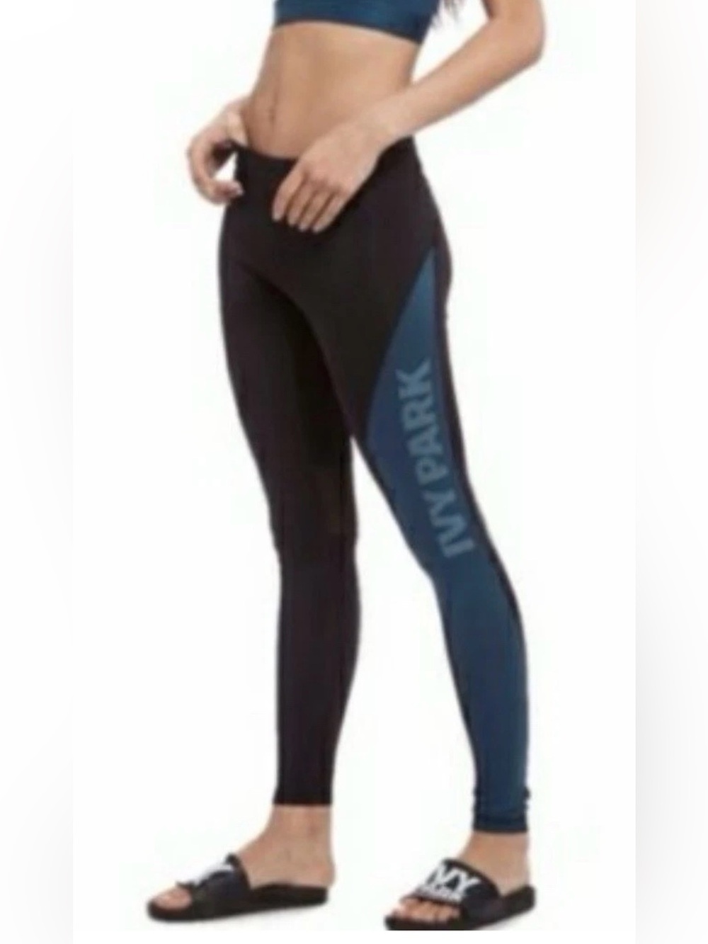 Ivy Park Beyonce Women’s Athleisure Leggings Black Teal Sz medium